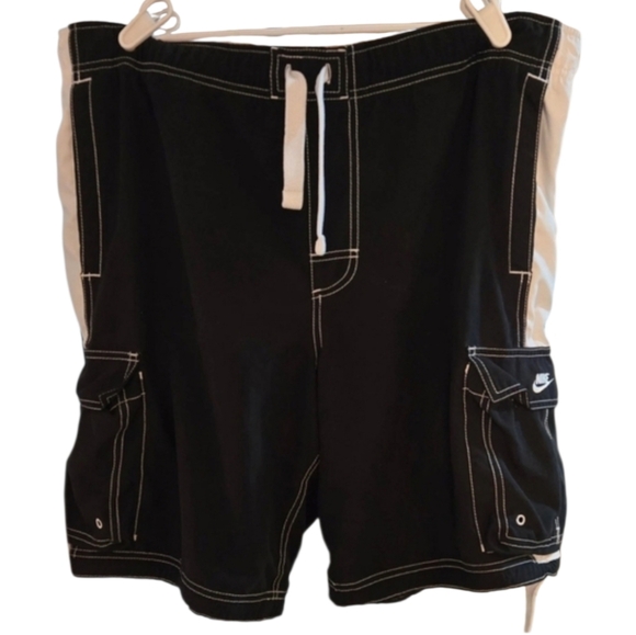 Nike Other - Nike Y2K Men’s Vintage Black Cargo Swim Trunks / Shorts With Pockets Sz L